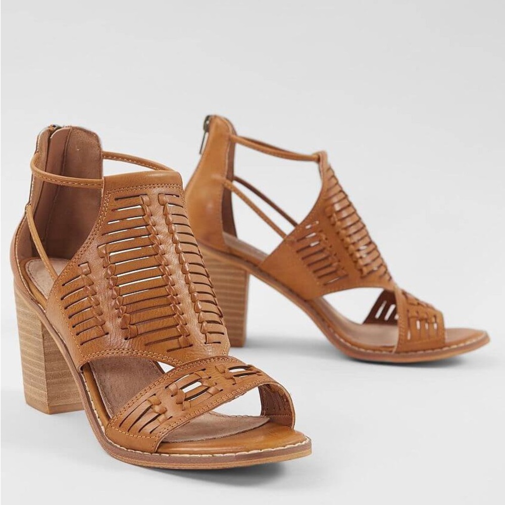 MI.IM Keshia Heeled Sandal Cognac Genuine Leather Size 10